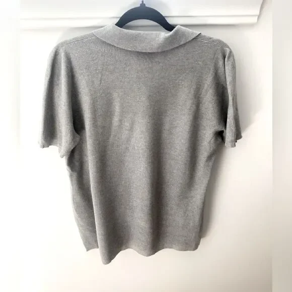 GIORGIO ARMANI Silk Knit Polo Shirt Collared Luxury Designer Unisex Minimalist - Picture 7 of 8